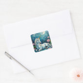 Eenhoorn Mystic Garden Vierkante Sticker (Envelop)