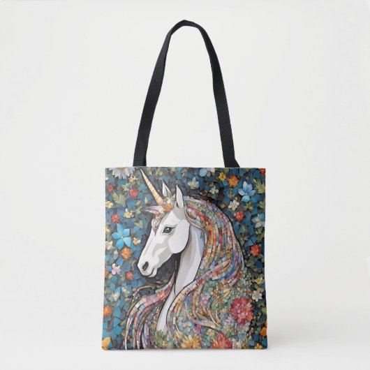 Eenhoorn Mythisch Wezentje Dier Bloemen Tas (Voorkant)