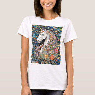 Eenhoorn Mythische Bloemen Paard T-shirt