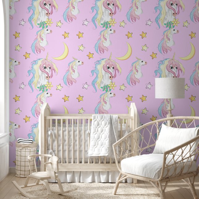 Eenhoorn Nachtelijke Hemel Behang (Kinderen)
