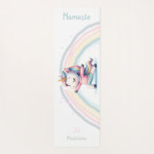Eenhoorn Namaste Yoga Schattige Fun Pastel Naam Mo Yogamat (Achterkant)