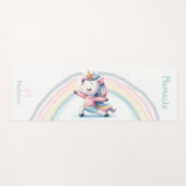Eenhoorn Namaste Yoga Schattige Fun Pastel Naam Mo Yogamat (Voorkant (horizontaal))