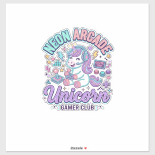 Eenhoorn Neon Arcade Eenhoorn Retro Stijl Product Sticker
