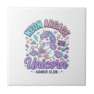 Eenhoorn Neon Arcade Eenhoorn Retro Stijl Product  Tegeltje