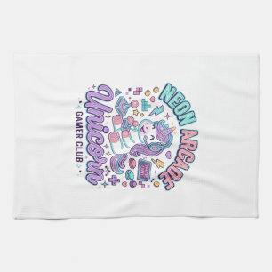 Eenhoorn Neon Arcade Eenhoorn Retro Stijl Product Theedoek