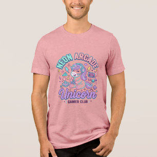 Eenhoorn Neon Arcade Eenhoorn Retro Stijl Product Tri-Blend Shirt