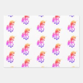Eenhoorn Neon Inpakpapier Plat Vel Set van 3