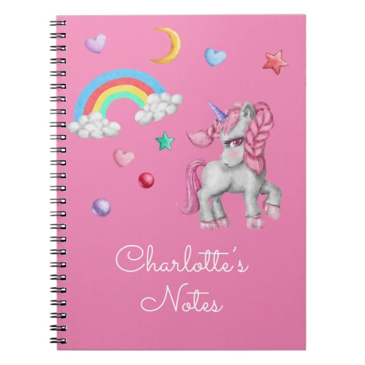 Eenhoorn Notitieboek, Magische Regenboog Sterren E Notitieboek (Voorkant)