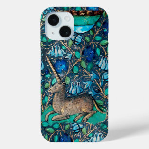 EENHOORN ONDER BLAUWE BLOEMEN Aqua Blue Green Bloe iPhone 15 Case