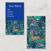 EENHOORN ONDER BLAUWE BLOEMEN Aqua Blue Green Bloe Visitekaartje (Voorkant / Achterkant)