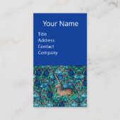 EENHOORN ONDER BLAUWE BLOEMEN Aqua Blue Green Bloe Visitekaartje (Voorkant)