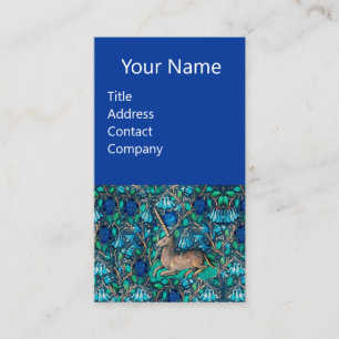 EENHOORN ONDER BLAUWE BLOEMEN Aqua Blue Green Bloe Visitekaartje