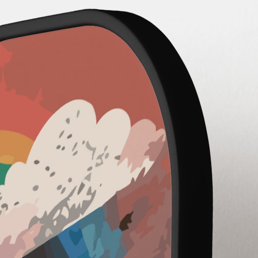 Eenhoorn onder regenboog & onder harten pickleball paddle (Links Detail)