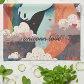 Eenhoorn onder regenboog & onder harten theedoek (Gevouwen)