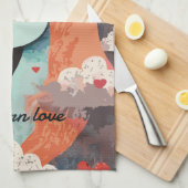 Eenhoorn onder regenboog & onder harten theedoek (Quarter Fold)