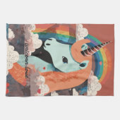 Eenhoorn onder regenboog & onder harten theedoek (Horizontaal)
