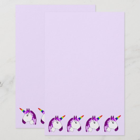 Eenhoorn ontwerp gepersonaliseerd briefpapier (Voorkant / Achterkant)