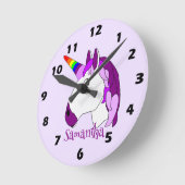 Eenhoorn ontwerp gepersonaliseerd ronde klok (Hoek)