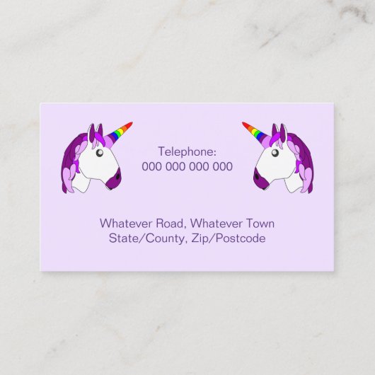 Eenhoorn ontwerp gepersonaliseerd visitekaartje (Achterkant)