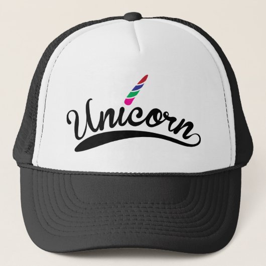 Eenhoorn Ontwerp Regenboog Woordletters Trucker Pet (Voorkant)