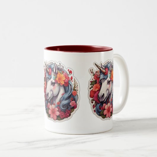 Eenhoorn,  ontwerp tweekleurige koffiemok (Voorkant rechts)