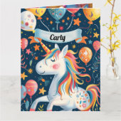 Eenhoorn ontwerp voor kinderen kaart (Gele Bloem)