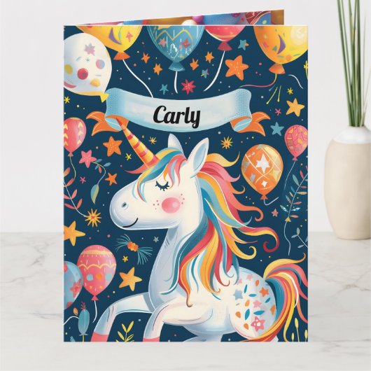 Eenhoorn ontwerp voor kinderen kaart (Voorkant)