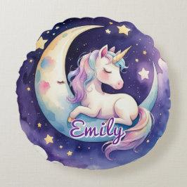 Eenhoorn op de maan Bewerkbare naam Ronde kussen