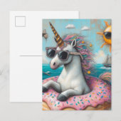 Eenhoorn op een Donut Float Briefkaart (Voorkant / Achterkant)