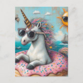 Eenhoorn op een Donut Float Briefkaart (Voorkant)