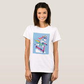 Eenhoorn op een scooter t-shirt (Voorkant volledig)