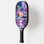 Eenhoorn op Fantasy Tropical Beach Pickleball Paddle (Links)