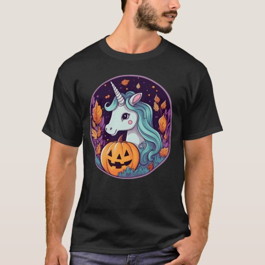 Eenhoorn op Halloween meisje T-shirt (Voorkant)