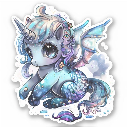 Eenhoorn, op maat gesneden vinyl Sticker (Voorkant)