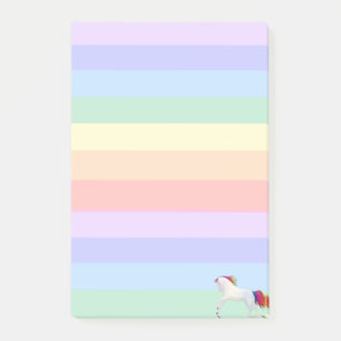 Eenhoorn op pastel regenboog gestreept post-it® notes