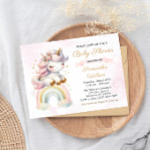 Eenhoorn op Rainbow Baby shower Briefkaart Invitat