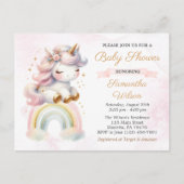Eenhoorn op Rainbow Baby shower Briefkaart Invitat (Voorkant)