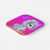 Eenhoorn op roze levendige hemel papieren bordje (Gebogen)