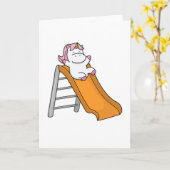 Eenhoorn op Schommel Kaart (Gele Bloem)