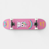 Eenhoorn op skateboard met gepersonaliseerde bijsc (Horizontaal)