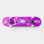Eenhoorn op skateboard met gepersonaliseerde bijsc (Horizontaal)