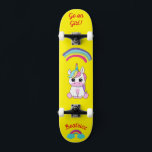 Eenhoorn op skateboard met gepersonaliseerde bijsc<br><div class="desc">Unicorn op skateboard met gepersonaliseerde bijschriften Unicorn gepersonaliseerd skateboard KLIK OP PERSONALISEREN SJABLOON OPTION EN VOER de naam in. u kunt ook andere bijschriften aanpassen. Cool skateboard ontworpen met levendige kleuren en voor de achtergrond en een funky eenhoorn op een skateboard. Dit Skateboard maakt een geweldig cadeau-idee voor een eenhoornliefhebber....</div>