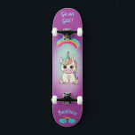 Eenhoorn op skateboard met gepersonaliseerde bijsc<br><div class="desc">Unicorn op skateboard met gepersonaliseerde bijschriften Unicorn gepersonaliseerd skateboard KLIK OP PERSONALISEREN SJABLOON OPTION EN VOER de naam in. u kunt ook andere bijschriften aanpassen. Cool skateboard ontworpen met levendige kleuren en voor de achtergrond en een funky eenhoorn op een skateboard. Dit Skateboard maakt een geweldig cadeau-idee voor een eenhoornliefhebber....</div>