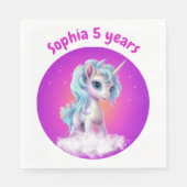 Eenhoorn op wolk met roze levendige lucht servet (Voorkant)