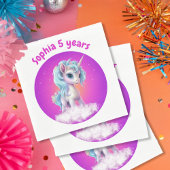 Eenhoorn op wolk met roze levendige lucht servet