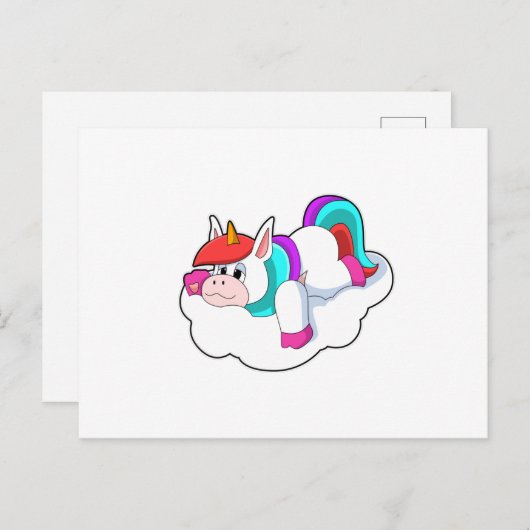 Eenhoorn op wolken briefkaart (Voorkant / Achterkant)