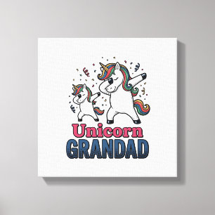 Eenhoorn Opa Vintage Gravure Shirt Ontwerp_1 Canvas Afdruk