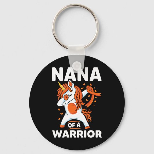 Eenhoorn Oranje lint ondersteunen leukemie bewustz Sleutelhanger (Voorkant)