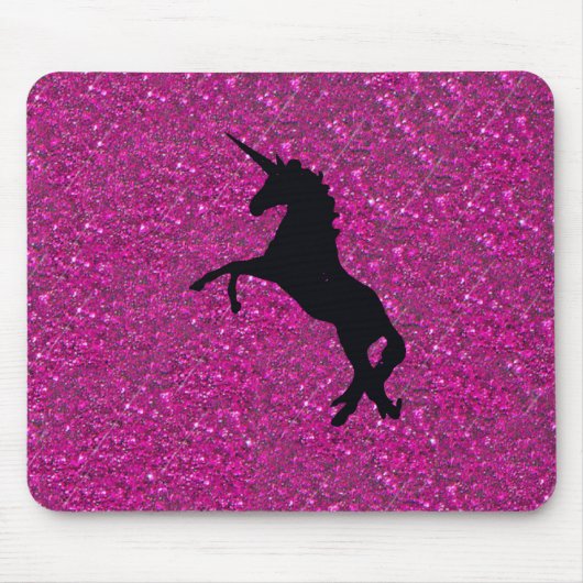 eenhoorn over roze glitter muismat (Voorkant)