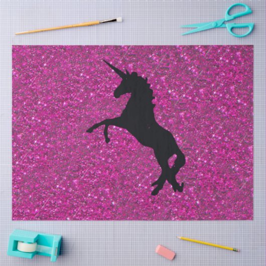 eenhoorn over roze glitter tissuepapier (Craft)